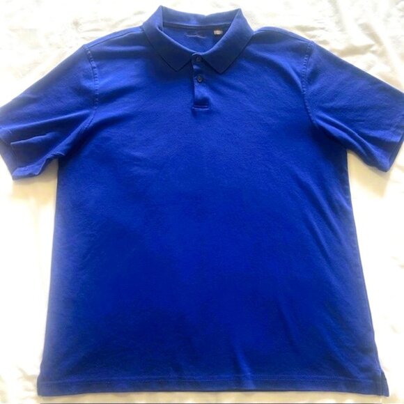 Tasso Elba Mens Polo  Shirt Blue Pullover Sz Large Short Sleeve read - Picture 1 of 8